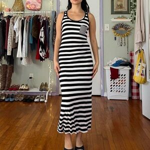 Old Navy Black and White Striped Maxi Dress